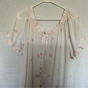 Vintage Gilead Nightgown Floral Rose Pink Coquette Cottagecore peasant prairie